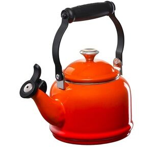 Me Creuset Enamel On Steel Demi Tea Kettle with Metal Finishes, 1.25 qt, Flame